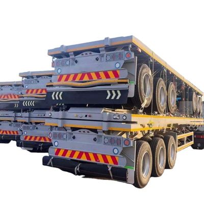 قیمت خوب کانتینر حمل و نقل با کارایی بالا نیمه تریلر آبی 30-80 تن 2 3 4 محور نیمه تریلر تخت تخت آنلاین