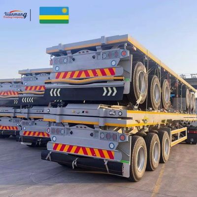 قیمت خوب 40ft 3 و 4 محور 48ft 53ft پلتفرم تخت تخت کنتینر نیمه تریلر با تراکتور کف فولاد 3-5mm صفحه الماس آنلاین
