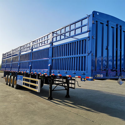 قیمت خوب 3/4 محور 60/80 تن 12R20 لاستیک چهارپایگان باردار حصار نیمه تریلر ترانسپورت حیوانات تریلر با سیستم ترمز دو خط آنلاین